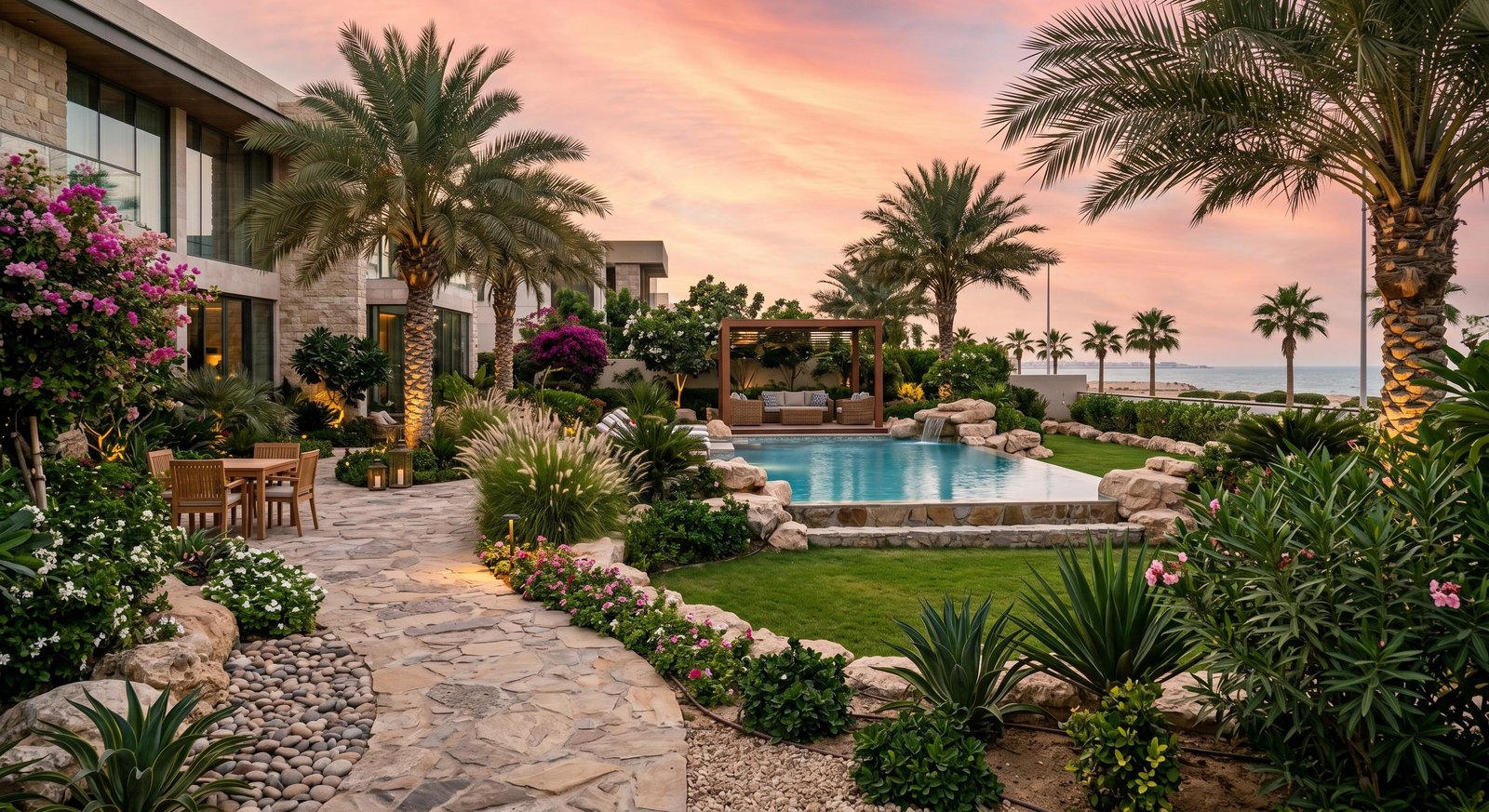 تصميم وتنسيق حدائق منزلية وفلل في الرياض